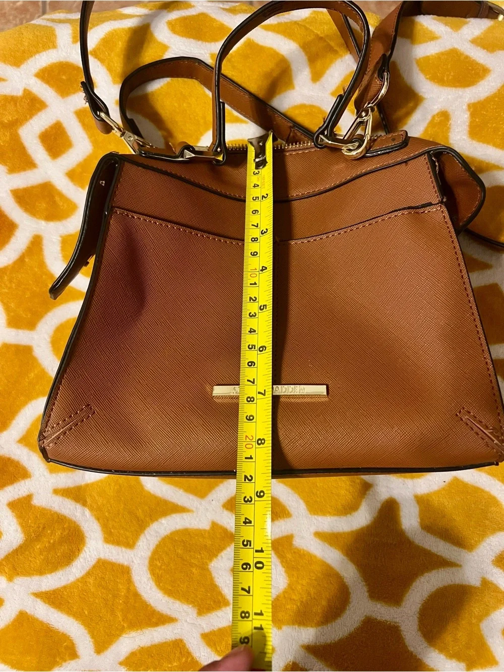 Steve Madden Brown Satchel Top Handle Zip Bag, Adjustable Detachable Strap